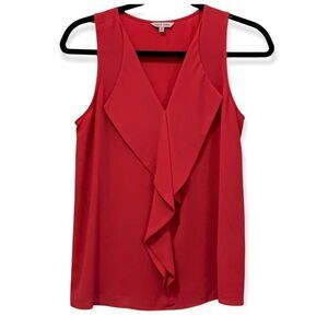 Naked Zebra Red Ruffle V-Neck Sleeveless Blouse